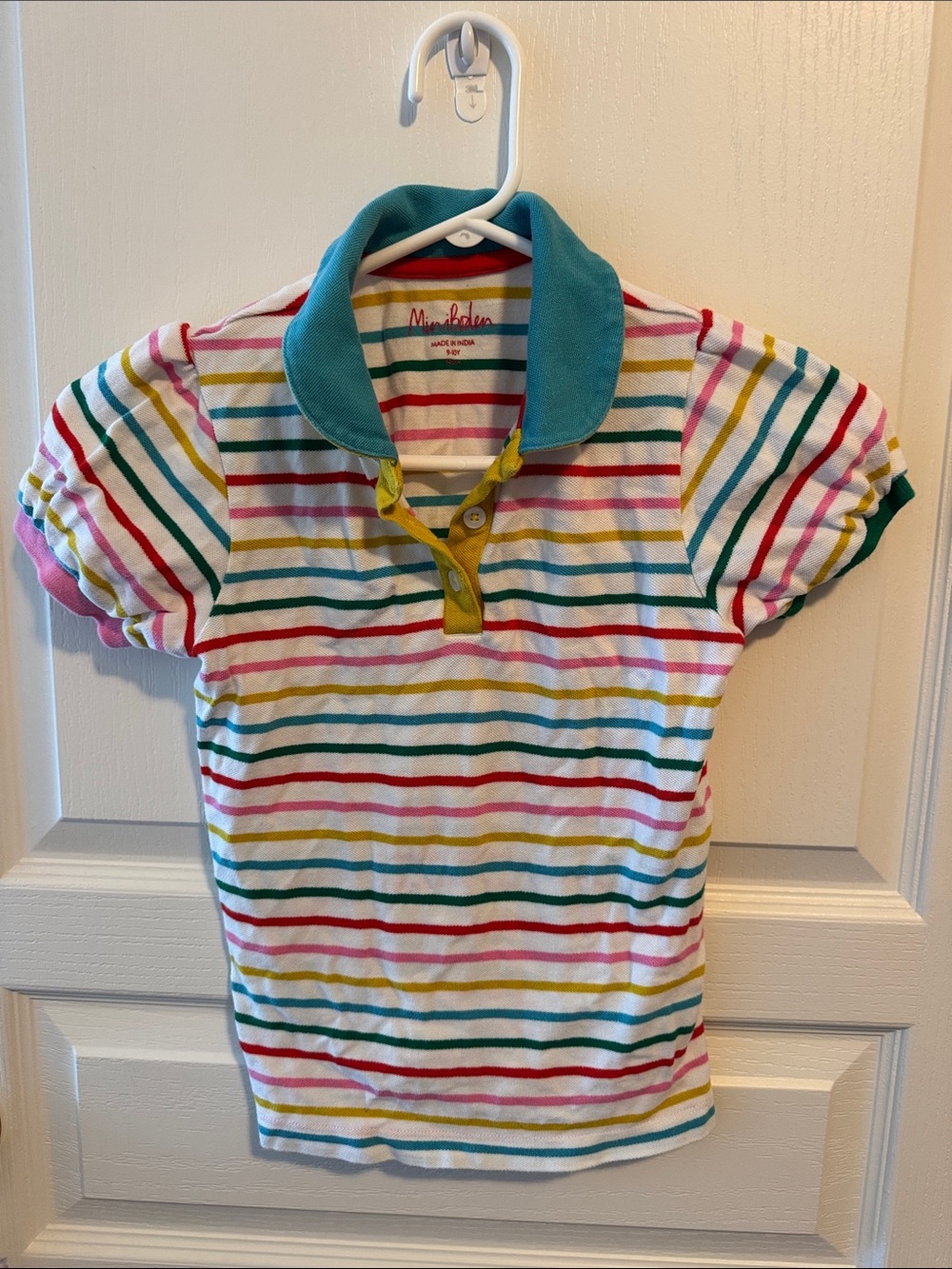 Mini Boden Multicolor Striped Polo with Teal Collar